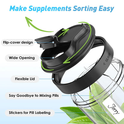 Dose on Time: 7-Compartment Pill Dispenser Bottle